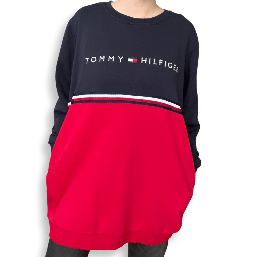 Tommy Hilfiger Y2K Crewneck Sweater, Streetwear, XL Pullover, Oversized Tommy Top