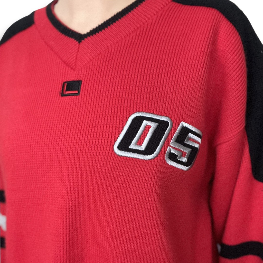 Vintage FUBU Sweater, Oversized Fit, 90's Streetwear, Size Medium, Red, Black, y2k FUBU, Large