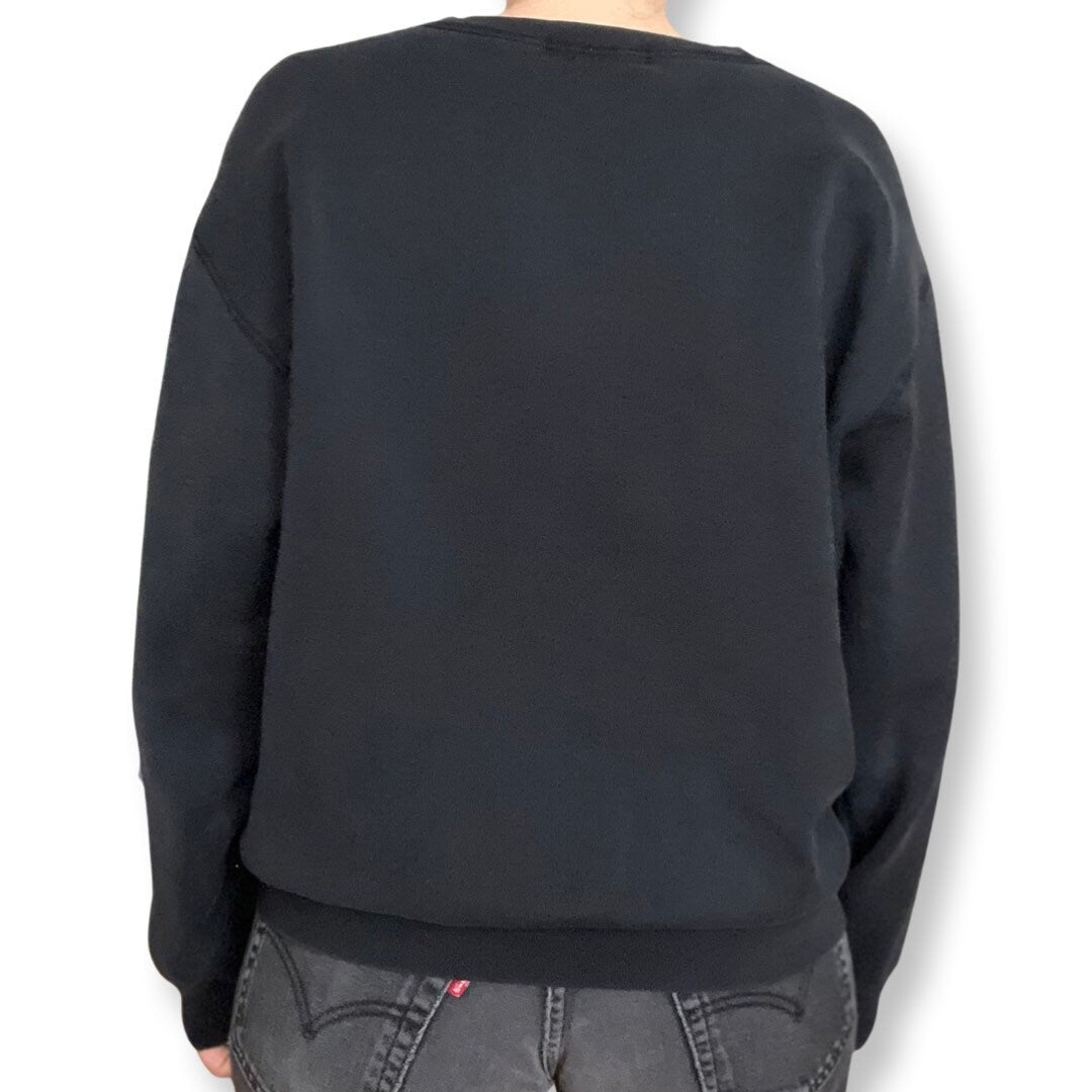 Ralph Lauren Black Faded Crewneck, Vintage Sweater, Oversized, Cotton, Medium, Ralph Lauren, 90's Streetwear