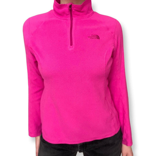 North Face Fleece Pullover, Bright Pink Vintage North Face Fleece Sweater, Pink Pullover Fleece Sweater, Size Small