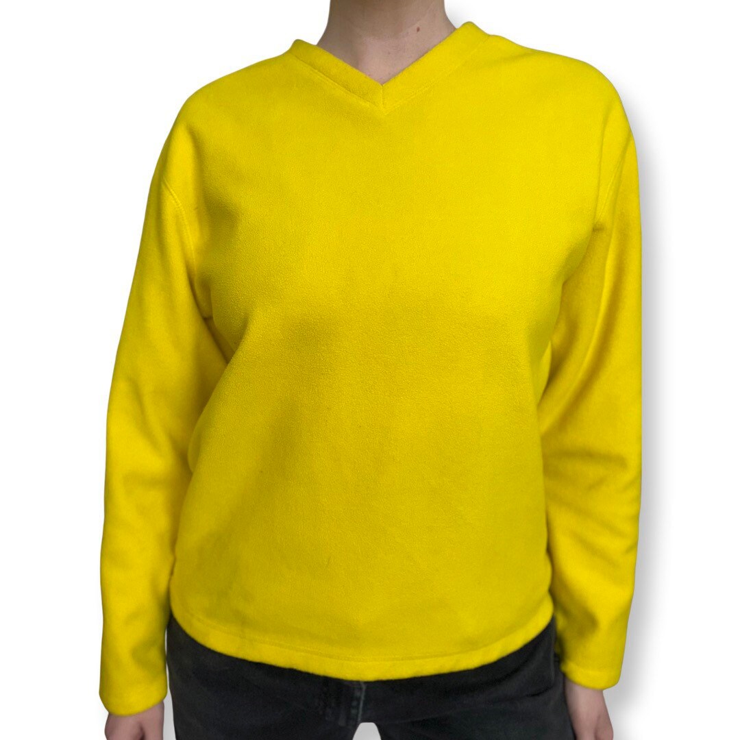 80s Ski, Wear, GAP Pullover Fleece, V-neck Sweater, Bright Yellow XS Pullover, Retro Ski, Vintage Fleece Sweater, Festival Wear