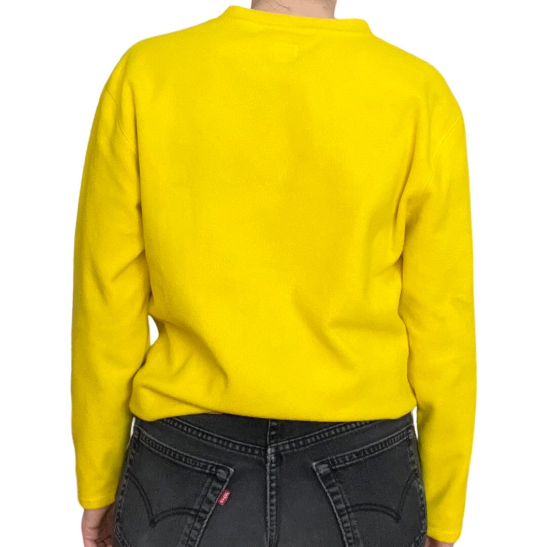 80s Ski, Wear, GAP Pullover Fleece, V-neck Sweater, Bright Yellow XS Pullover, Retro Ski, Vintage Fleece Sweater, Festival Wear