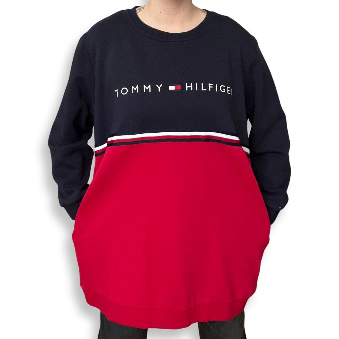 Tommy Hilfiger Y2K Crewneck Sweater, Streetwear, XL Pullover, Oversized Tommy Top