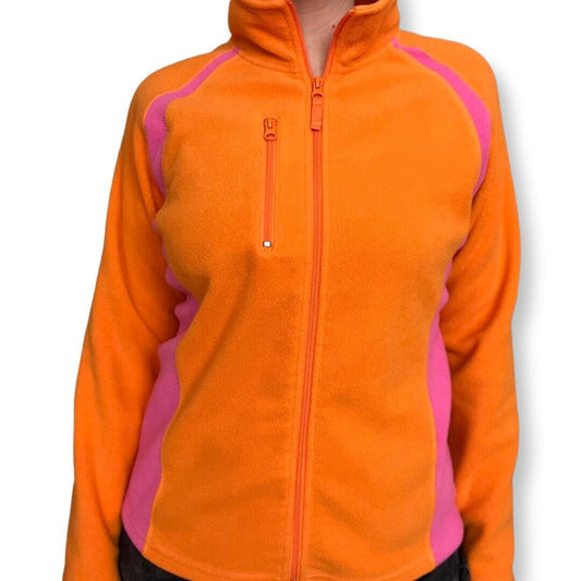 80's Ski Fleece, Sport tek, Vintage Sweater, Sportek Fleece, Orange, Pink, Zip Up Fleece Jacket, Festival Wear, Retro Ski, Medium