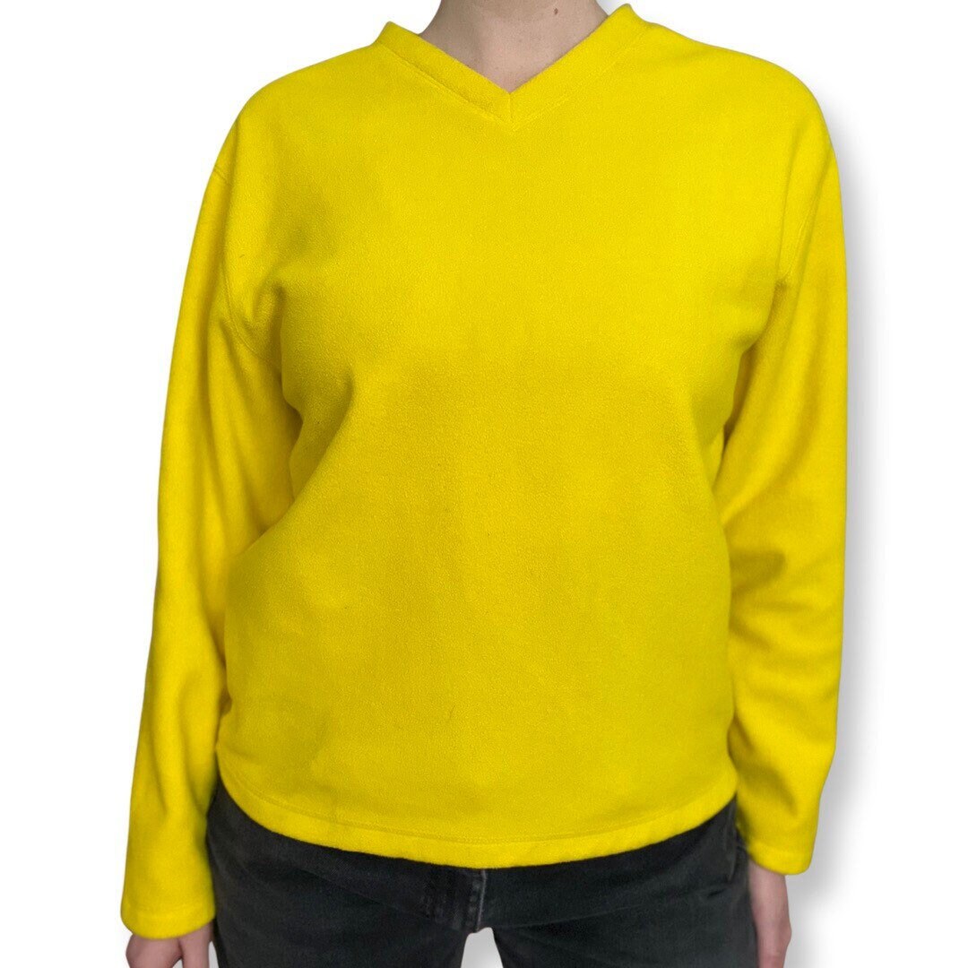 80s Ski, Wear, GAP Pullover Fleece, V-neck Sweater, Bright Yellow XS Pullover, Retro Ski, Vintage Fleece Sweater, Festival Wear