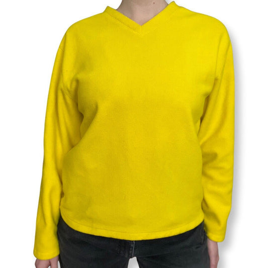 80s Ski, Wear, GAP Pullover Fleece, V-neck Sweater, Bright Yellow XS Pullover, Retro Ski, Vintage Fleece Sweater, Festival Wear