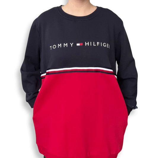 Tommy Hilfiger Y2K Crewneck Sweater, Streetwear, XL Pullover, Oversized Tommy Top