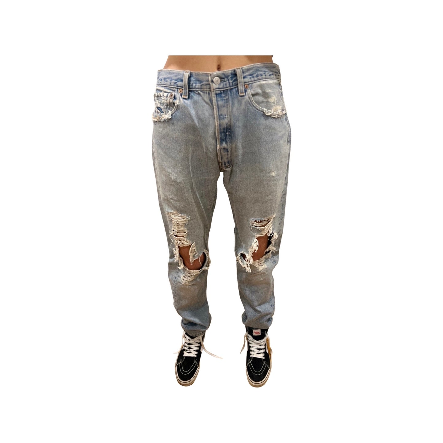 Vintage 80's Levis Jeans, Lightwash Ripped Denim, Size 30