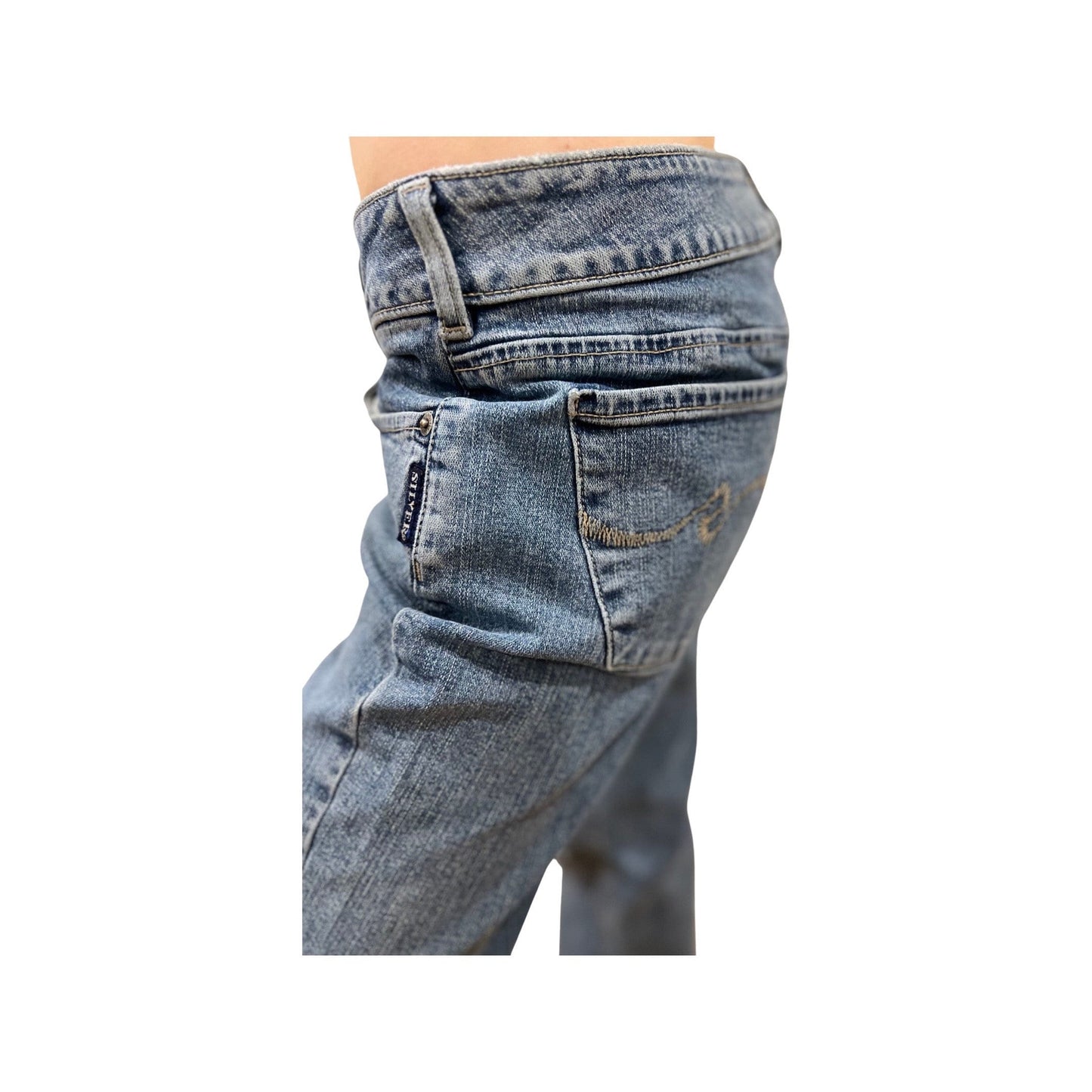 Low Rise Jeans, Y2K Silver Jeans Bell Bottoms Size 31, 2000's Fashion, Flare Leg Jeans, Small