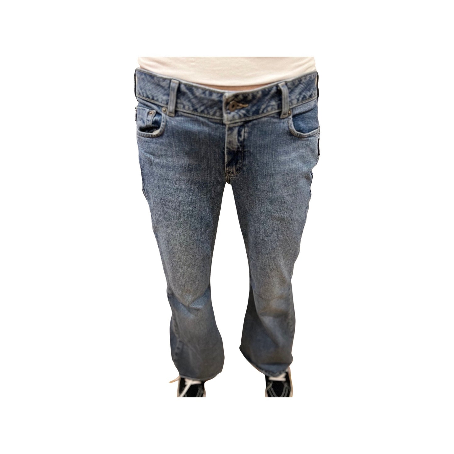 Low Rise Jeans, Y2K Silver Jeans Bell Bottoms Size 31, 2000's Fashion, Flare Leg Jeans, Small