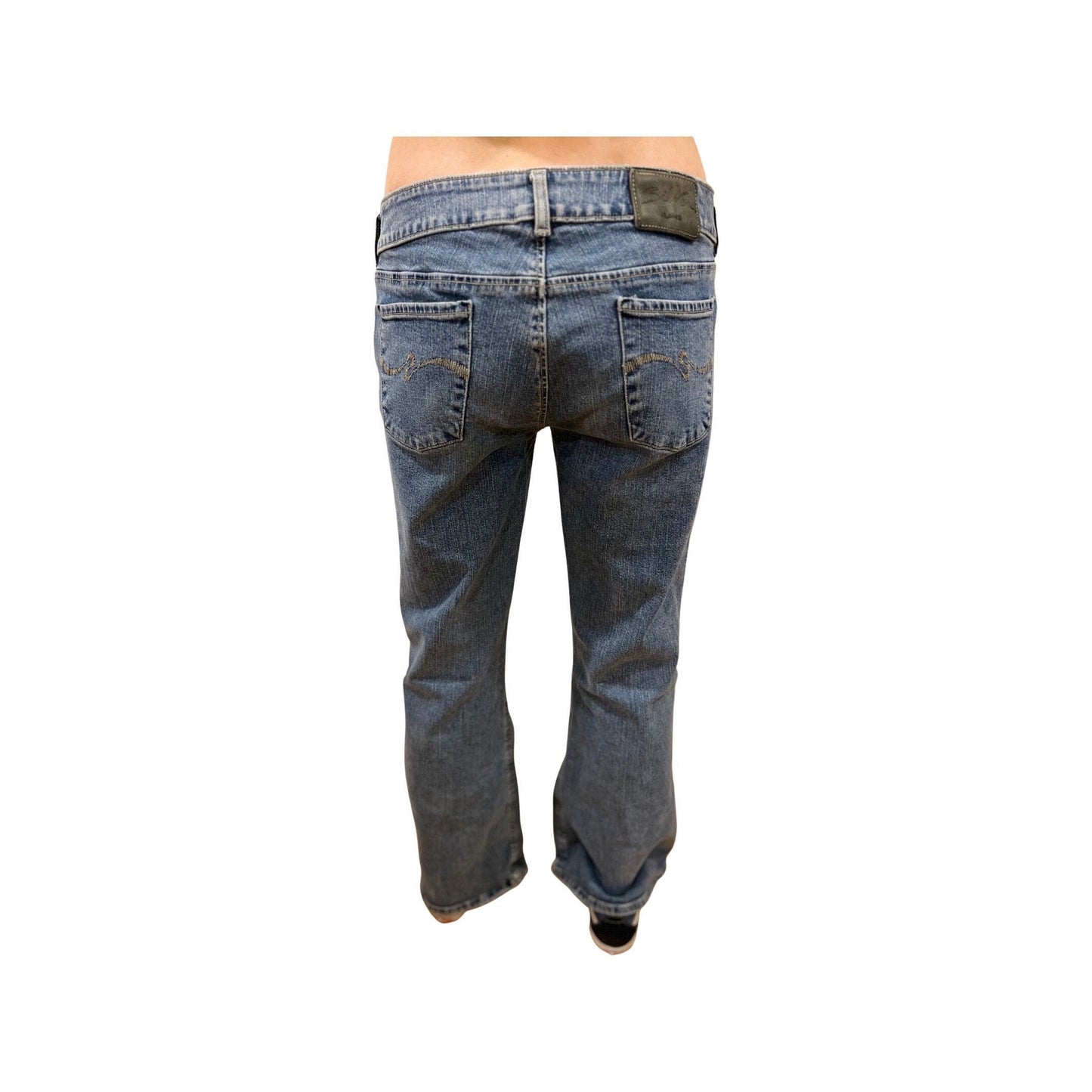 Low Rise Jeans, Y2K Silver Jeans Bell Bottoms Size 31, 2000's Fashion, Flare Leg Jeans, Small