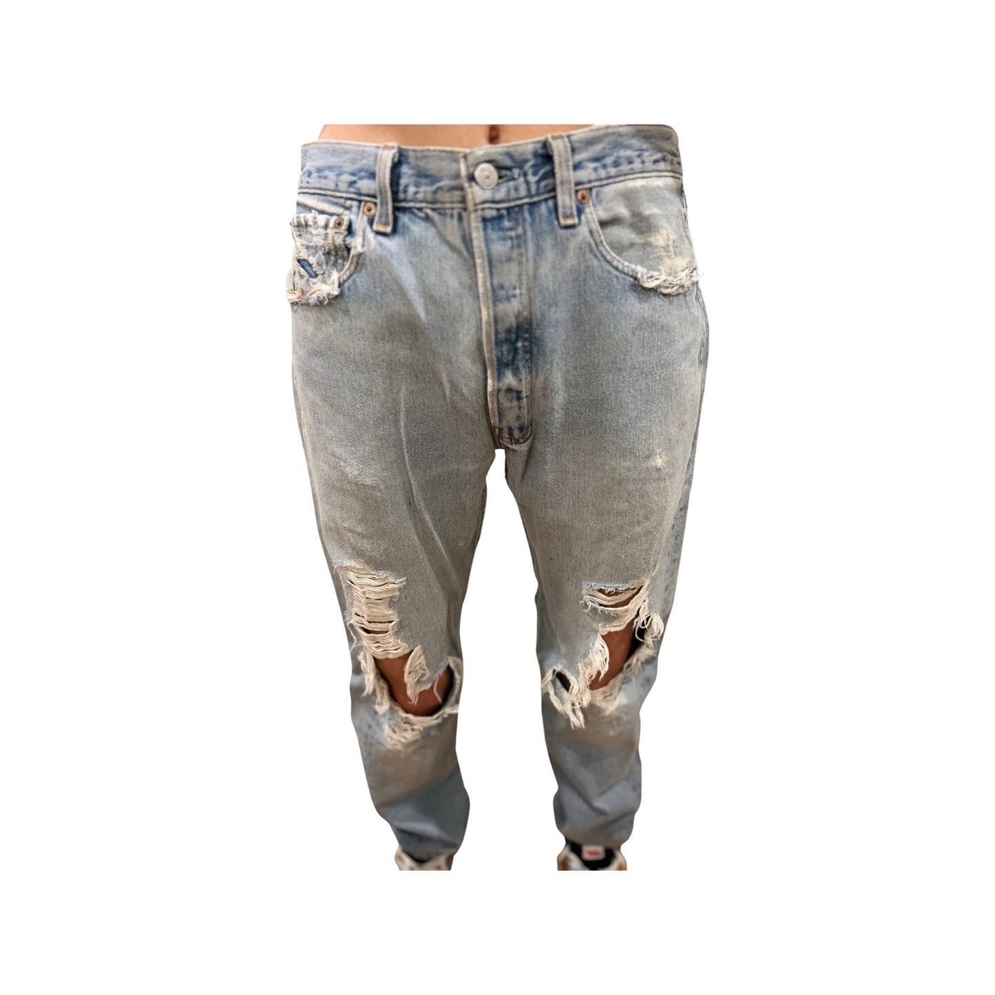 Vintage 80's Levis Jeans, Lightwash Ripped Denim, Size 30