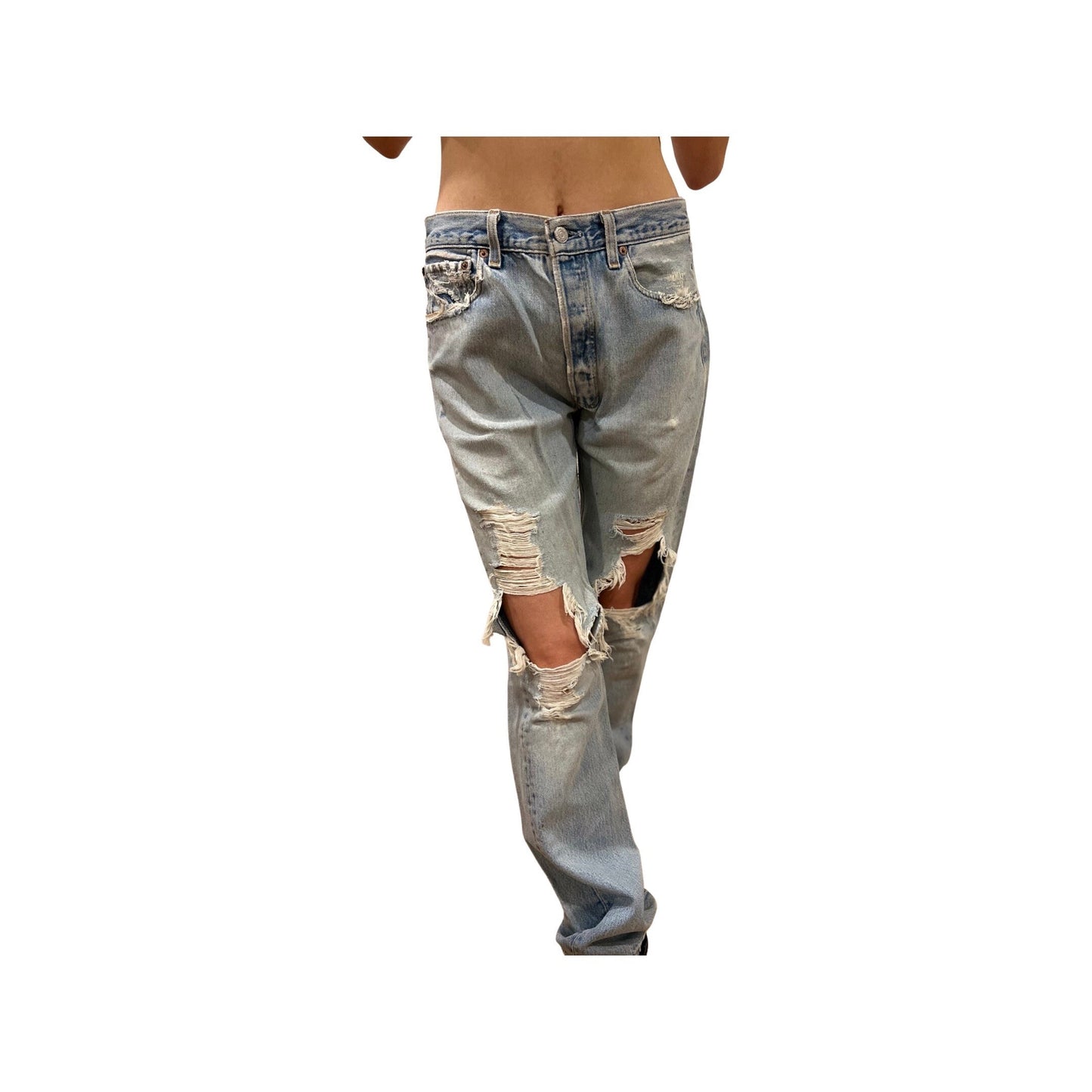 Vintage 80's Levis Jeans, Lightwash Ripped Denim, Size 30
