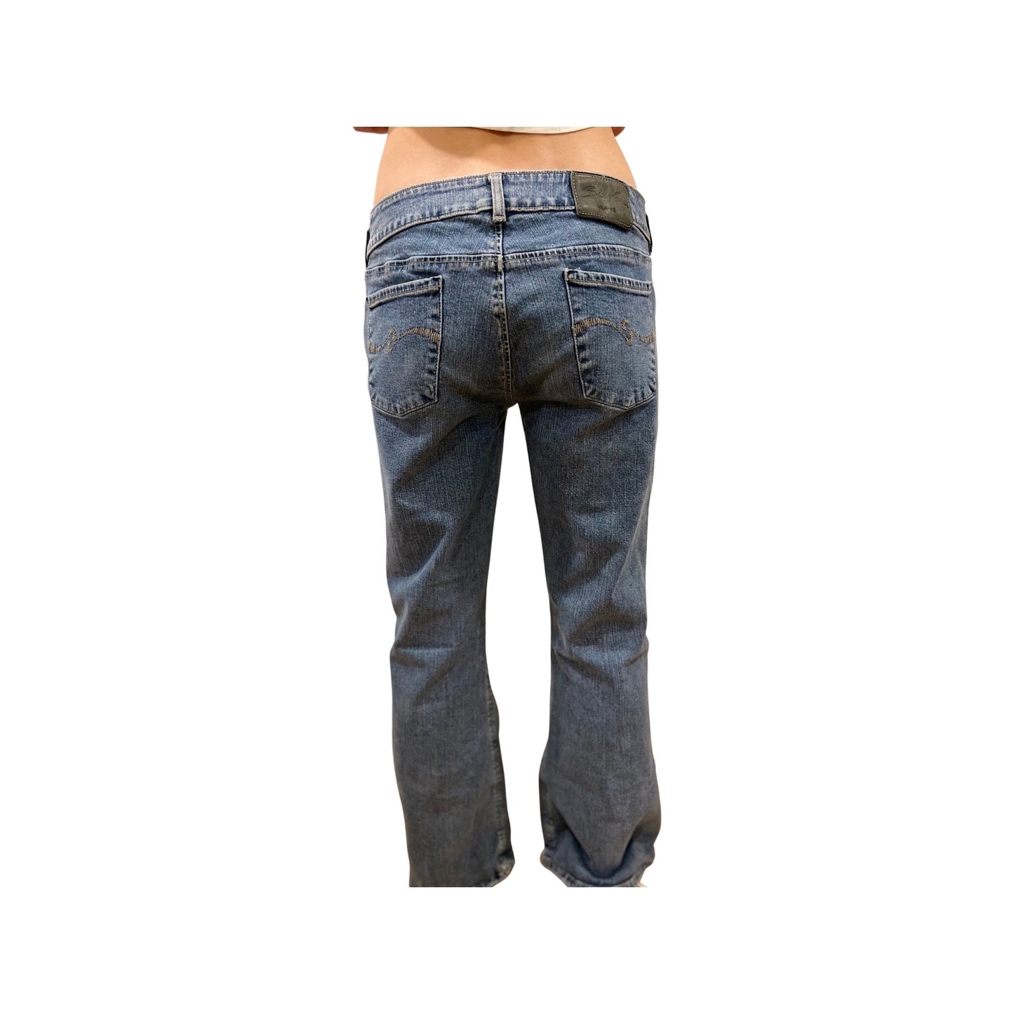 Low Rise Jeans, Y2K Silver Jeans Bell Bottoms Size 31, 2000's Fashion, Flare Leg Jeans, Small