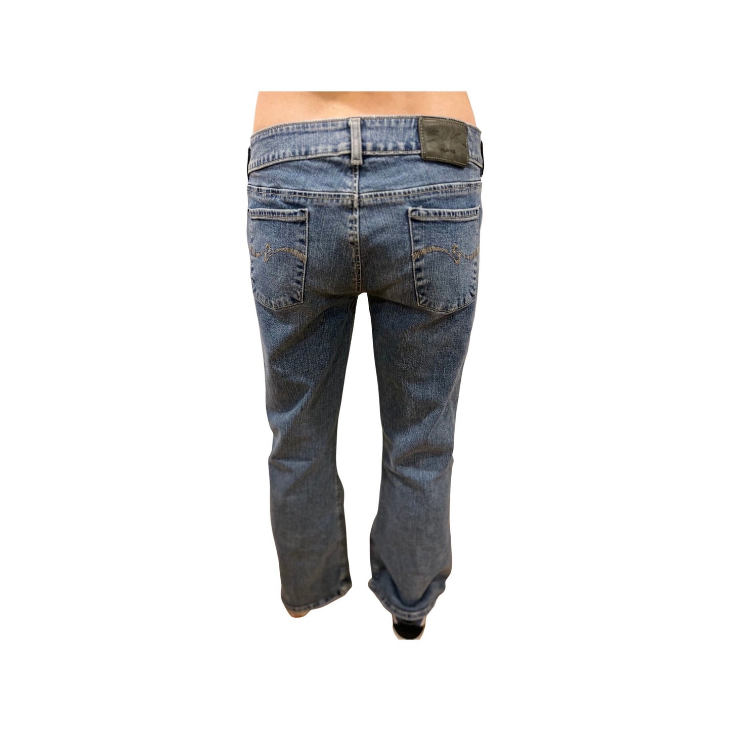 Low Rise Jeans, Y2K Silver Jeans Bell Bottoms Size 31, 2000's Fashion, Flare Leg Jeans, Small