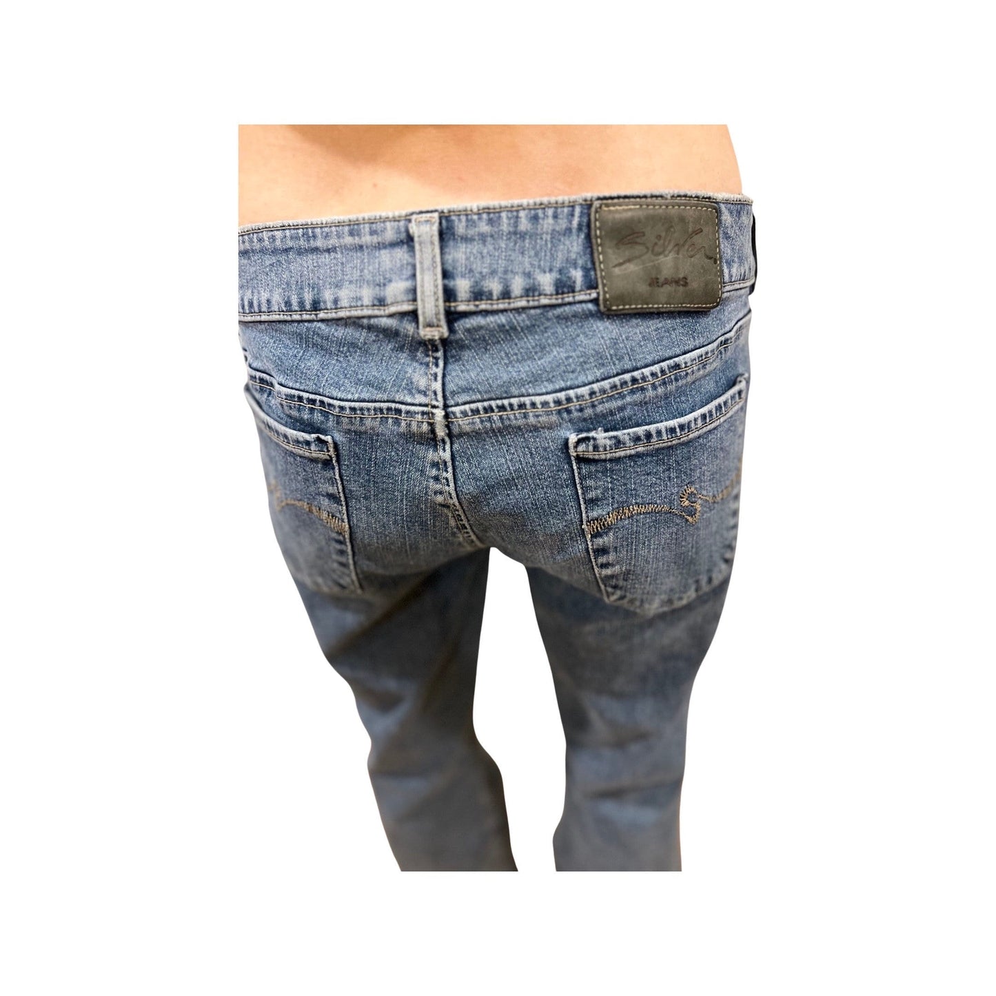 Low Rise Jeans, Y2K Silver Jeans Bell Bottoms Size 31, 2000's Fashion, Flare Leg Jeans, Small