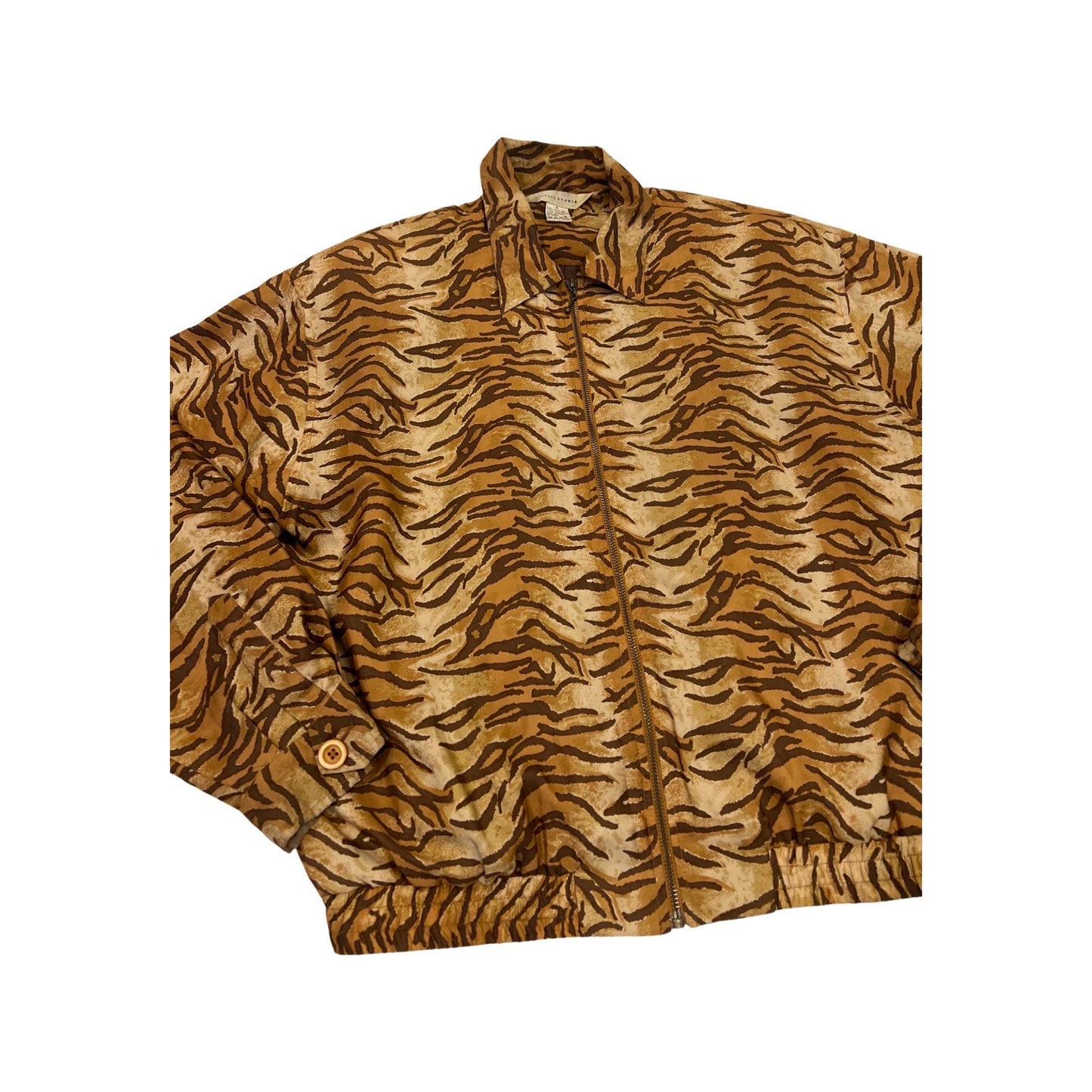 Tiger Print Jacket, 100% Silk, Vintage Fitted Coat, Animal Print, Size Medium, Retro Streetwear, Festival Wear