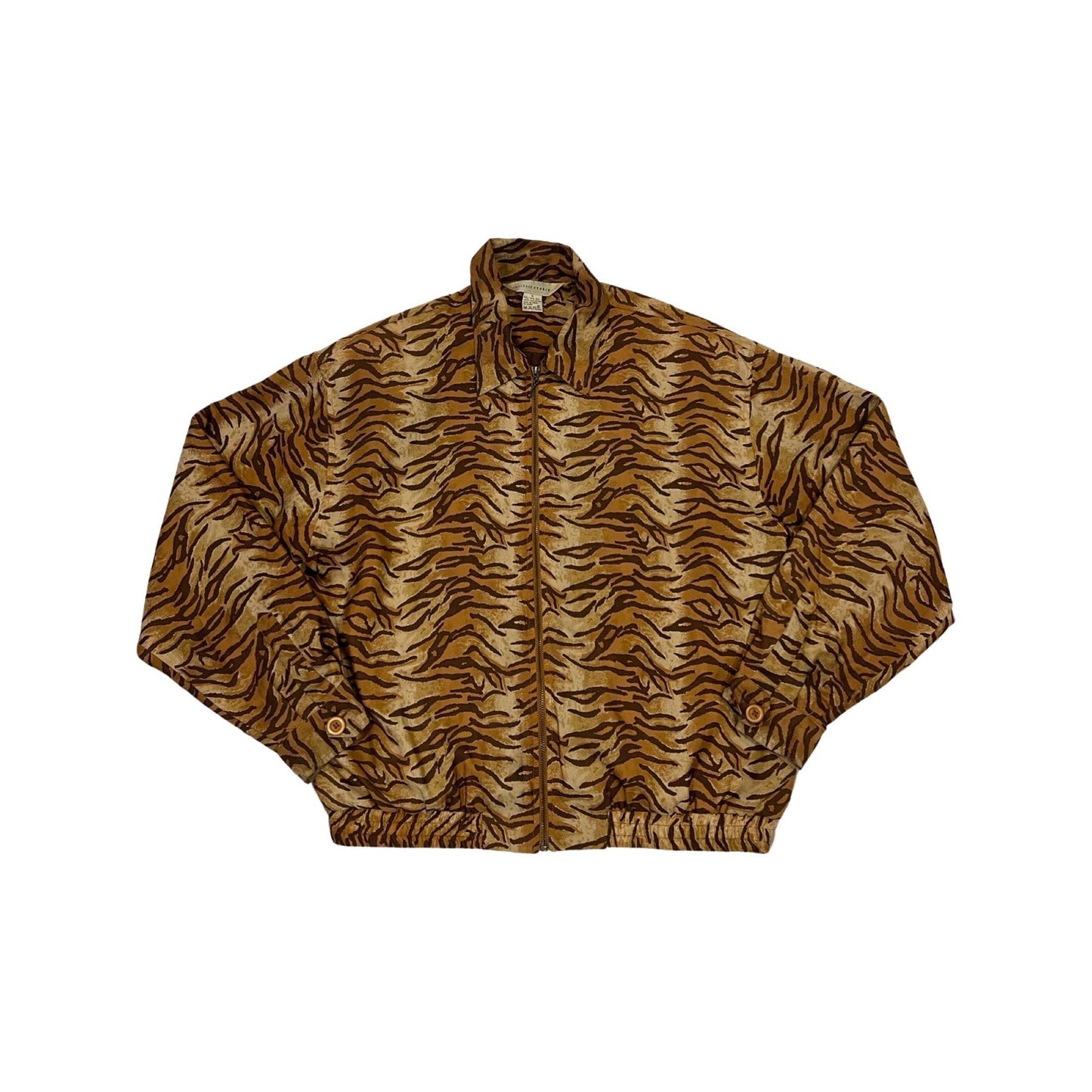 Tiger Print Jacket, 100% Silk, Vintage Fitted Coat, Animal Print, Size Medium, Retro Streetwear, Festival Wear