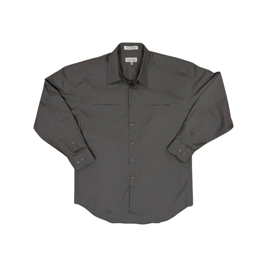 DIOR Vintage Button Down, Grey Button Up, Blouse, Oversized Dress Shirt, Designer Christian Dior