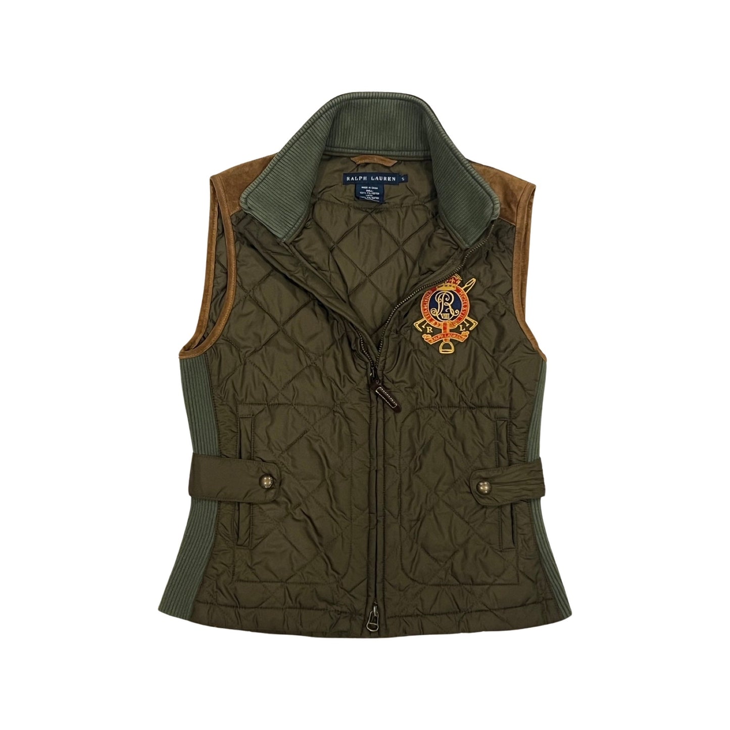 Ralph Lauren Vest, Small Down Fill Vest, Military Green, Preppy Style, Y2k Vest, Vintage Outerwear