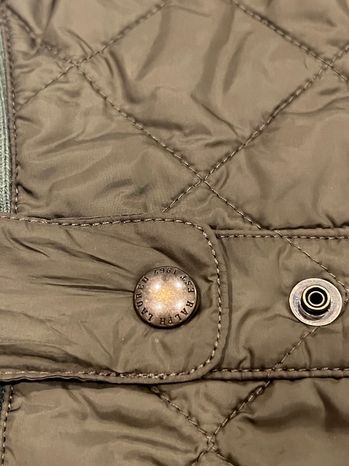 Ralph Lauren Vest, Small Down Fill Vest, Military Green, Preppy Style, Y2k Vest, Vintage Outerwear