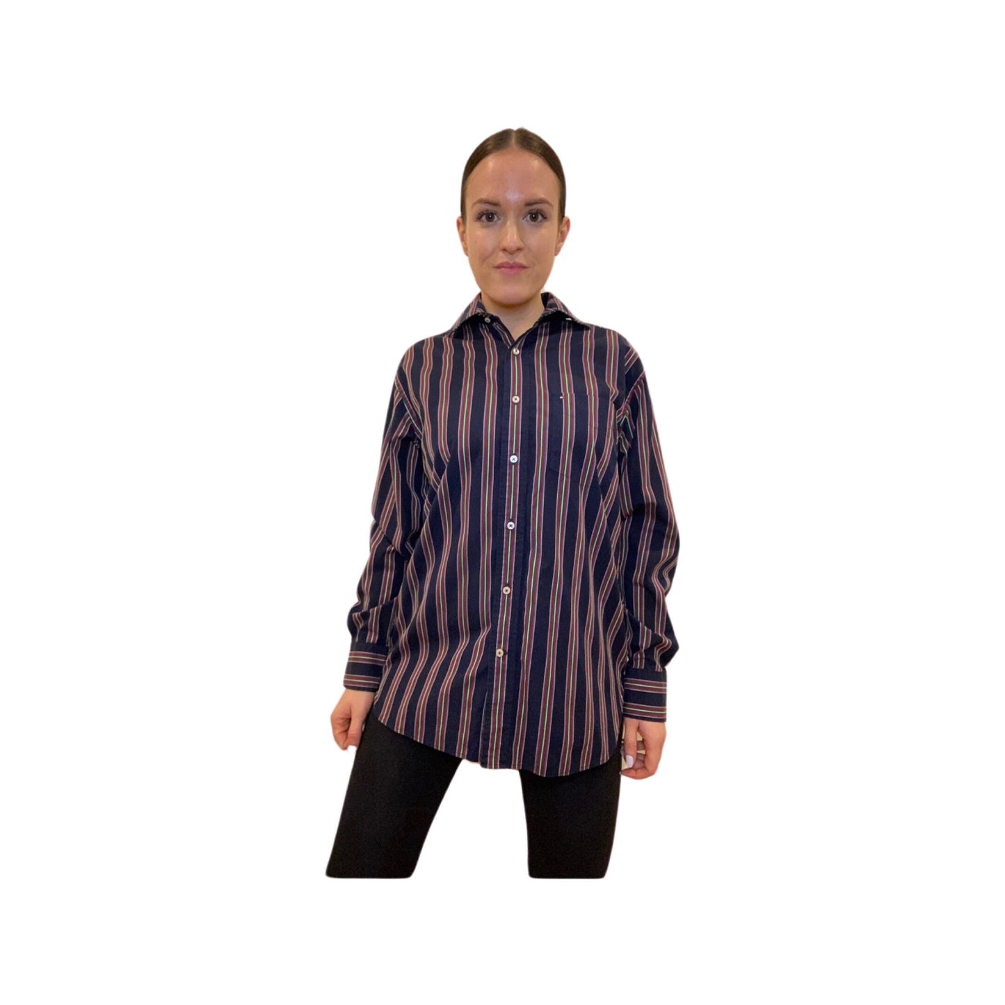Tommy Hilfiger Vintage button up shirt, stripped, size small, dress shirt, long sleeve button down shirt, 80s pin stripped blouse