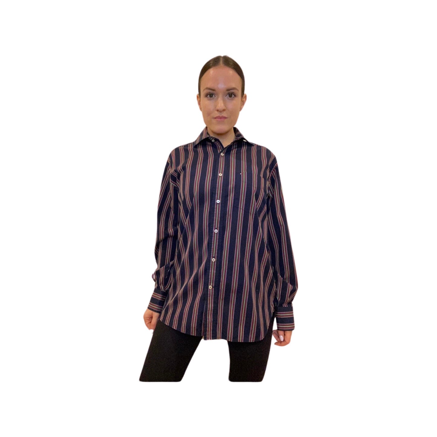 Tommy Hilfiger Vintage button up shirt, stripped, size small, dress shirt, long sleeve button down shirt, 80s pin stripped blouse