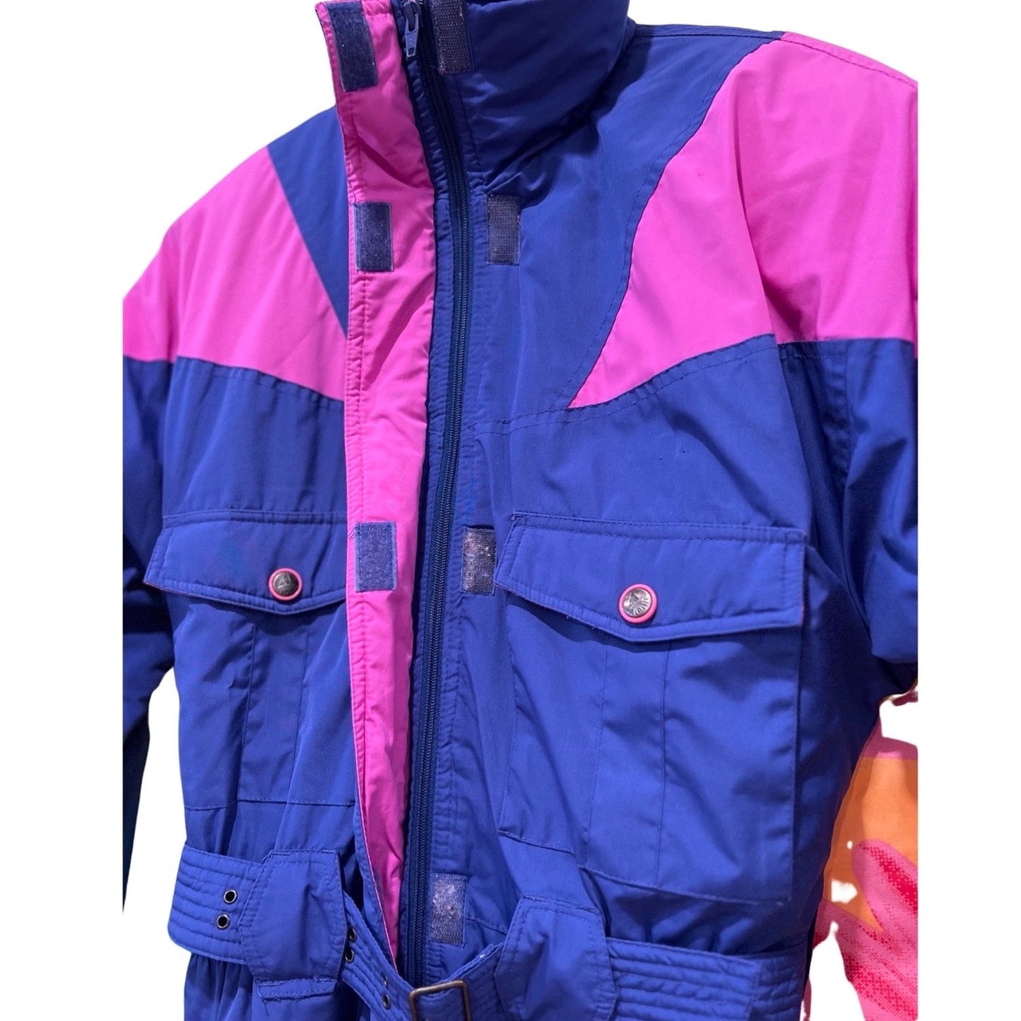 Vintage 80s One-Piece Ski Suit - Size Medium - Snowsuit - Snowboard & Winter Jacket - Purple - Pink - Alptech - Size 8 - Made in Hong Kong