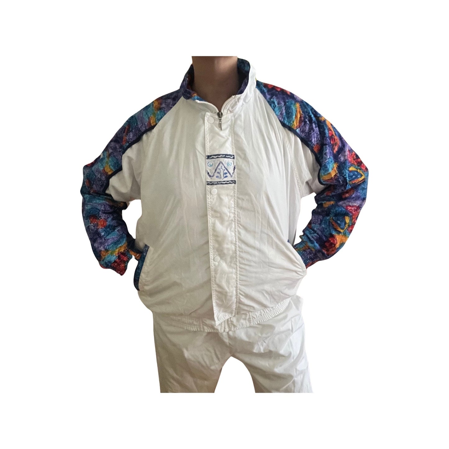 Vintage 80s Prince White Track Suit - Oversized Baggy Fit - Large - Waterproof Matching Set