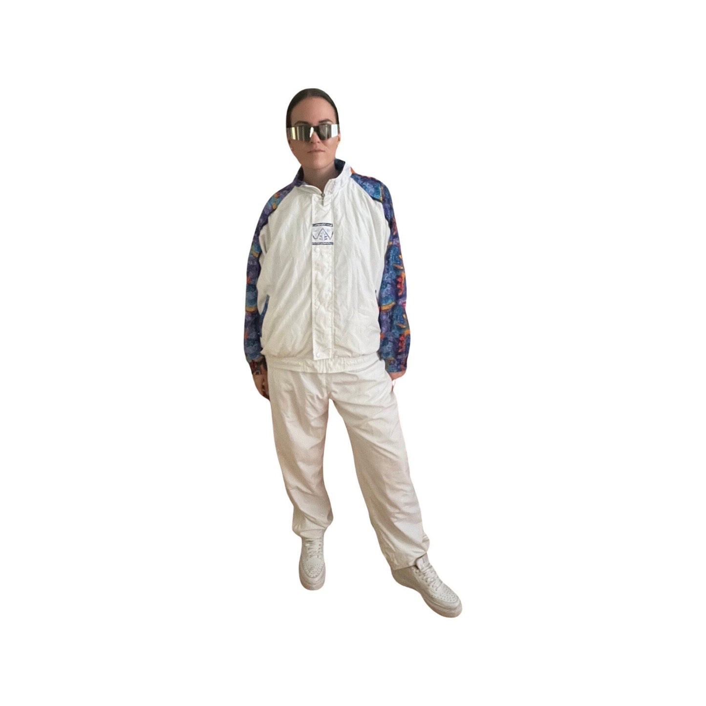 Vintage 80s Prince White Track Suit - Oversized Baggy Fit - Large - Waterproof Matching Set