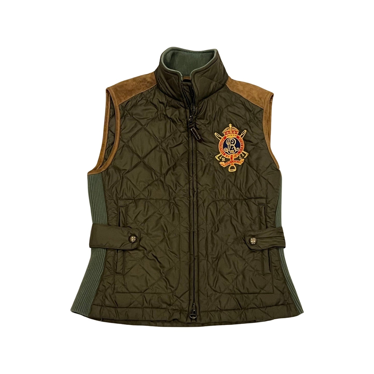 Ralph Lauren Vest, Small Down Fill Vest, Military Green, Preppy Style, Y2k Vest, Vintage Outerwear