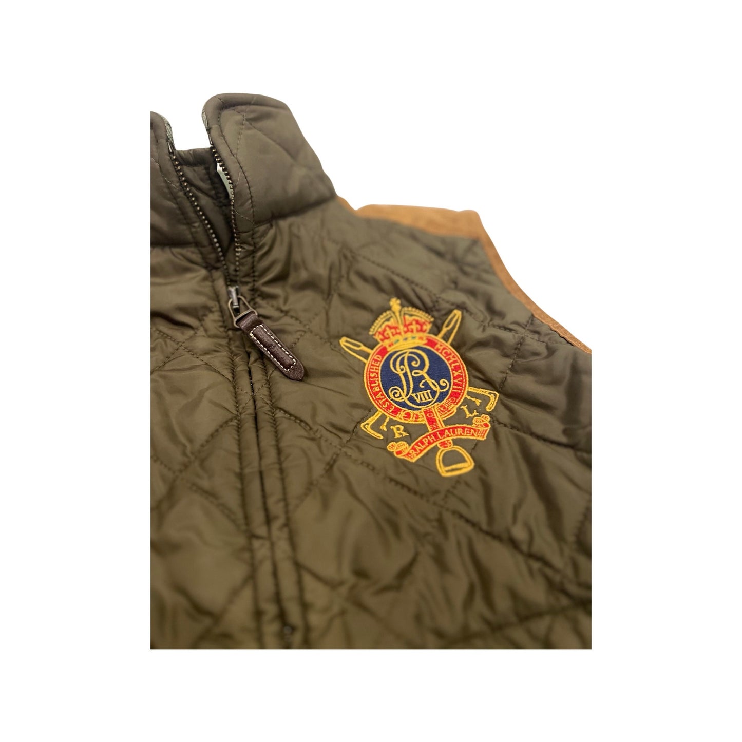 Ralph Lauren Vest, Small Down Fill Vest, Military Green, Preppy Style, Y2k Vest, Vintage Outerwear