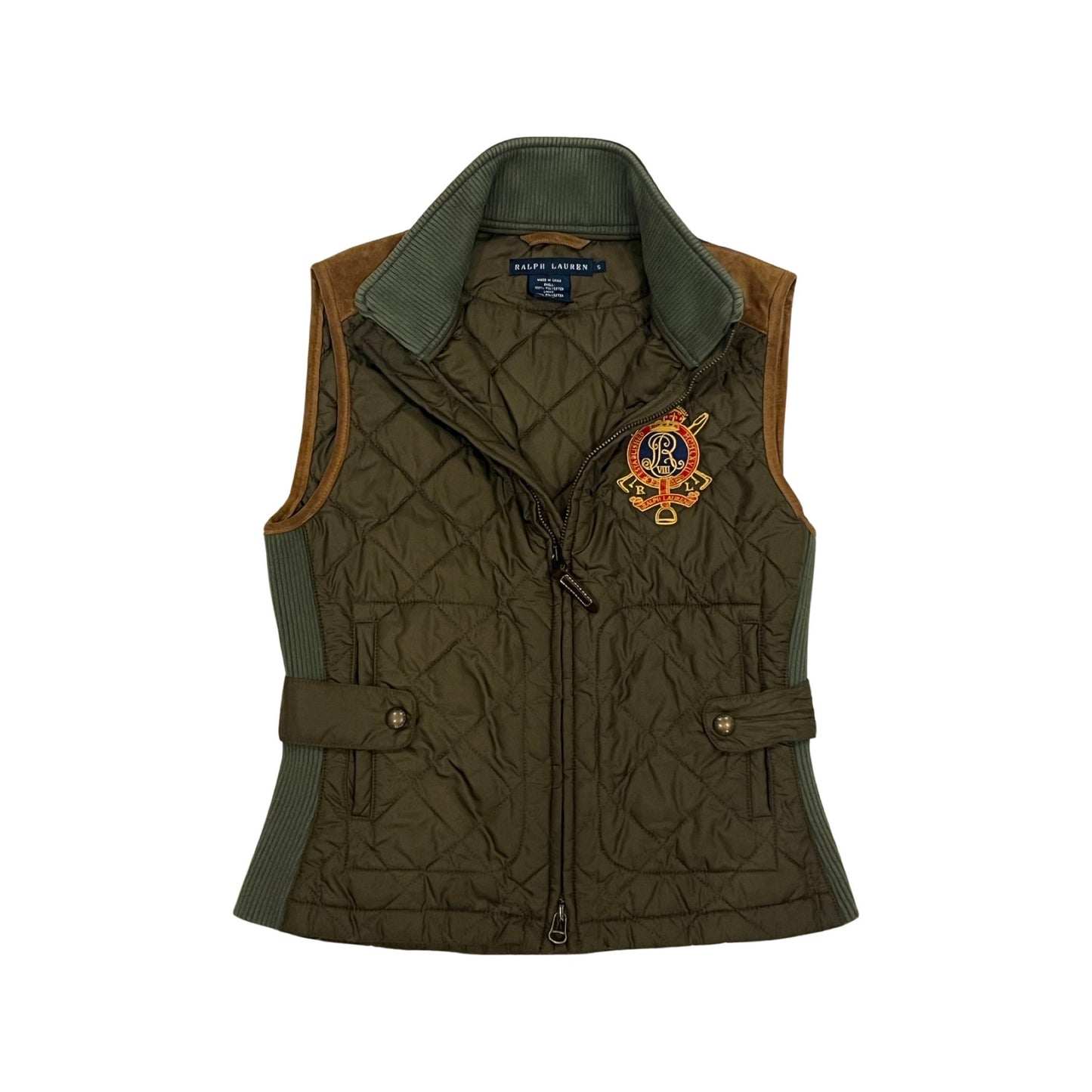 Ralph Lauren Vest, Small Down Fill Vest, Military Green, Preppy Style, Y2k Vest, Vintage Outerwear