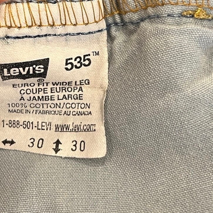 Levi 535 - Rare Levi's 1980s Euro Fit Made in Canada Vintage Jeans - Worn & Weathered, Size 30W 30L (Fits like 28), Collector's Delight