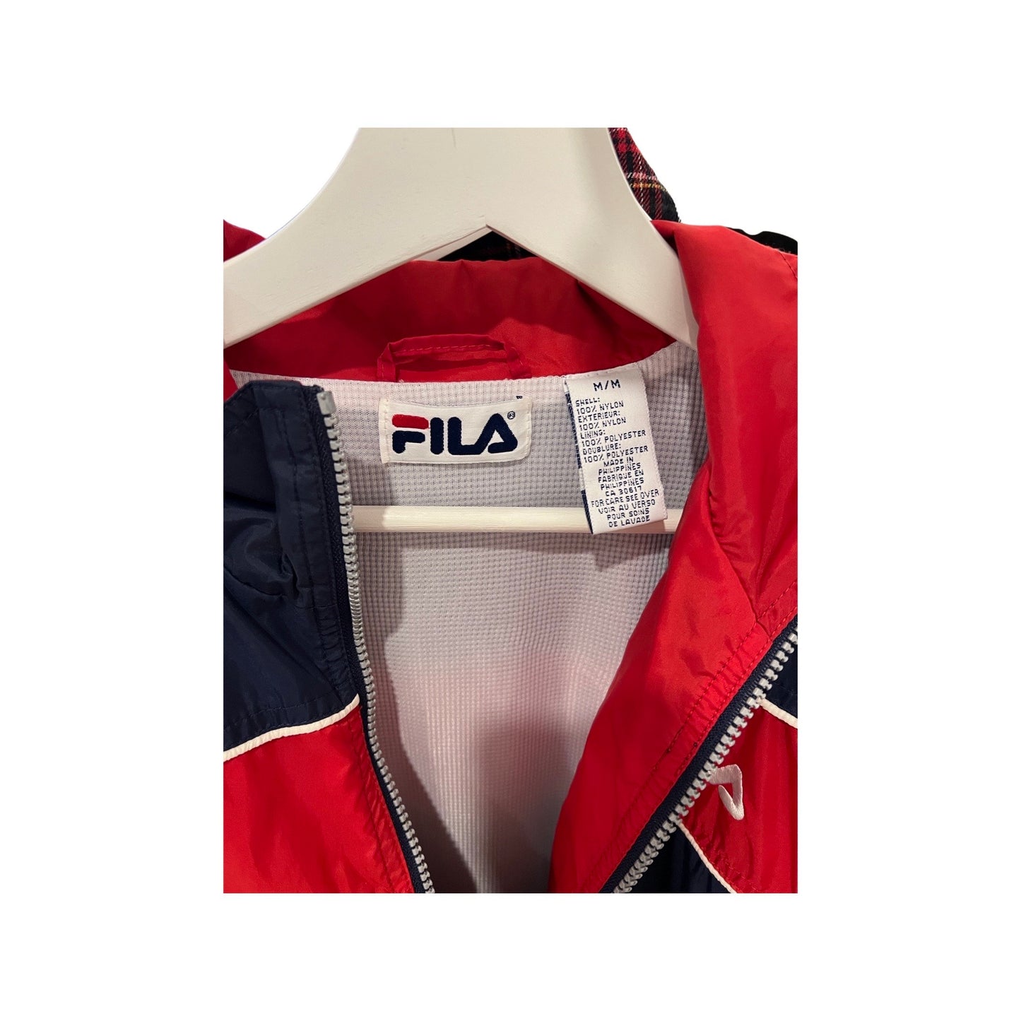 Y2K Fila Windbreaker Jacket - Rain Coat, Size Medium, Vintage Streetwear, Blue/Red/White Accents