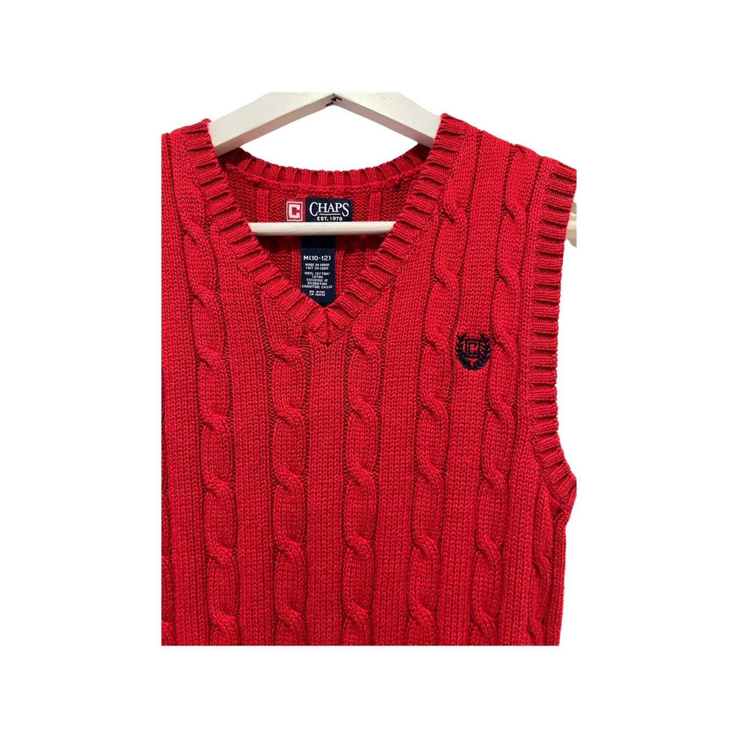 Vintage Red Chaps Knit Sweater Vest - Size Small, Y2K Preppy Chic Streetwear, Cool Sophistication