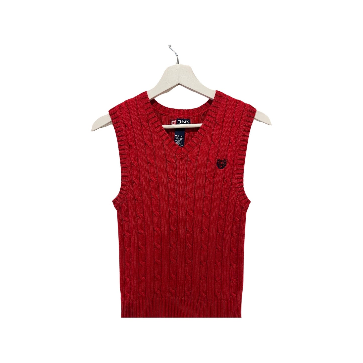 Vintage Red Chaps Knit Sweater Vest - Size Small, Y2K Preppy Chic Streetwear, Cool Sophistication