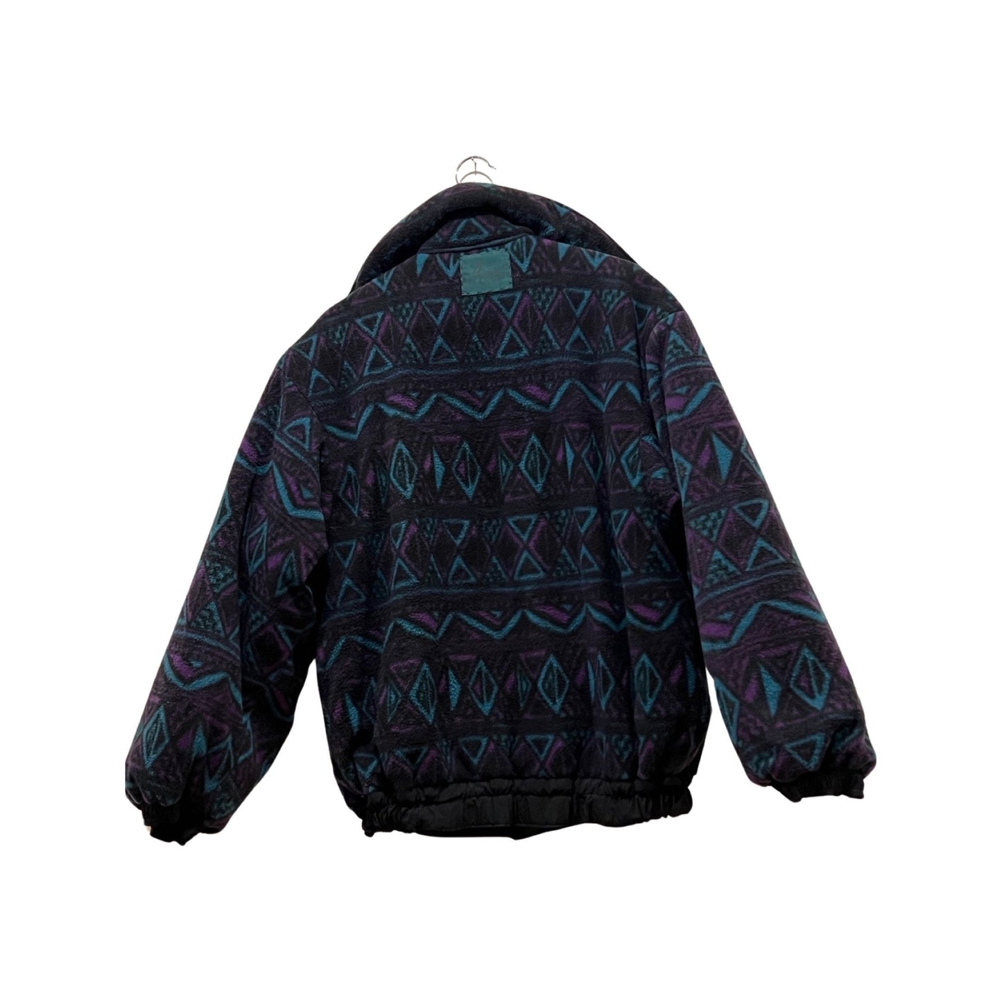 Vintage '80s Ski Jacket - Reversible Winter Jacket - Size Medium - Black Teal & Fleece Navajo Print, Heavy Duty Winter Wear