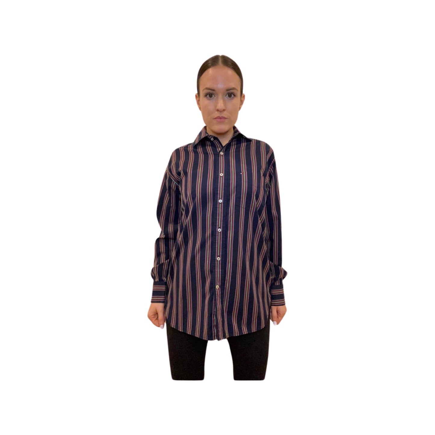 Tommy Hilfiger Vintage button up shirt, stripped, size small, dress shirt, long sleeve button down shirt, 80s pin stripped blouse