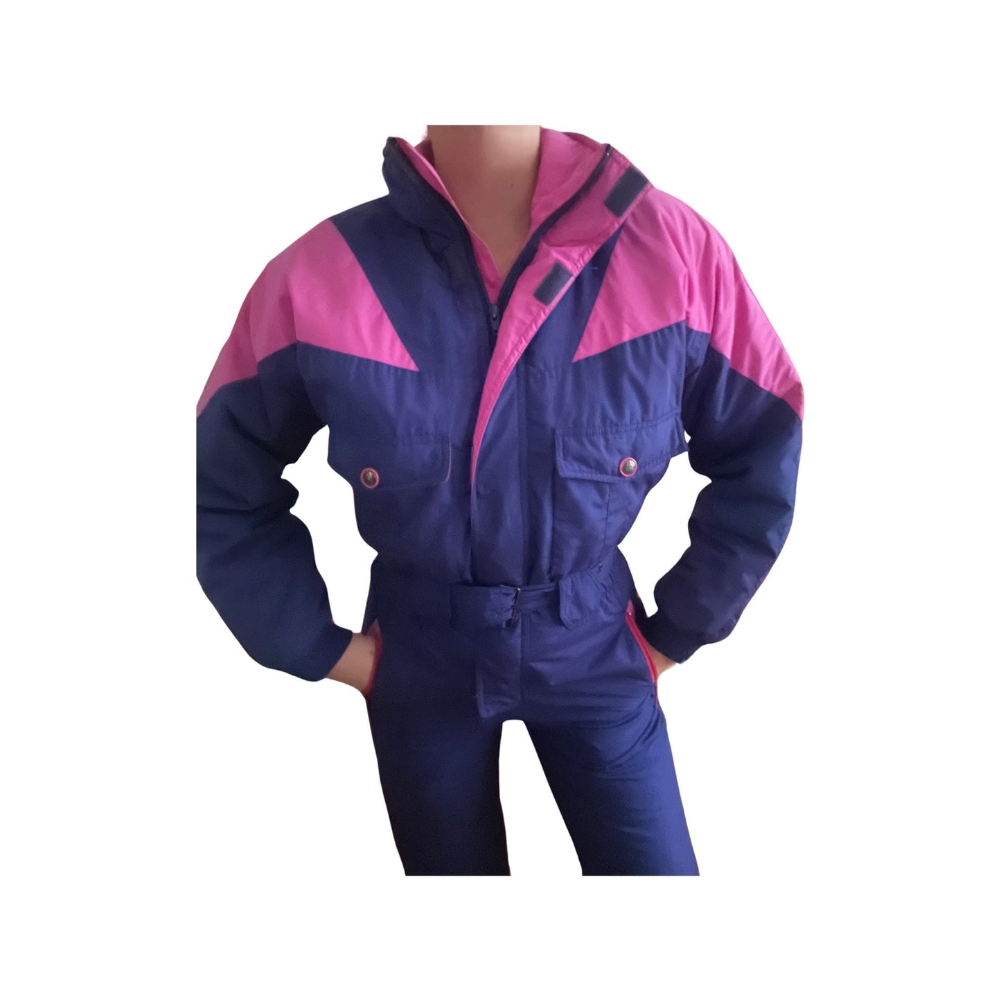 Vintage 80s One-Piece Ski Suit - Size Medium - Snowsuit - Snowboard & Winter Jacket - Purple - Pink - Alptech - Size 8 - Made in Hong Kong