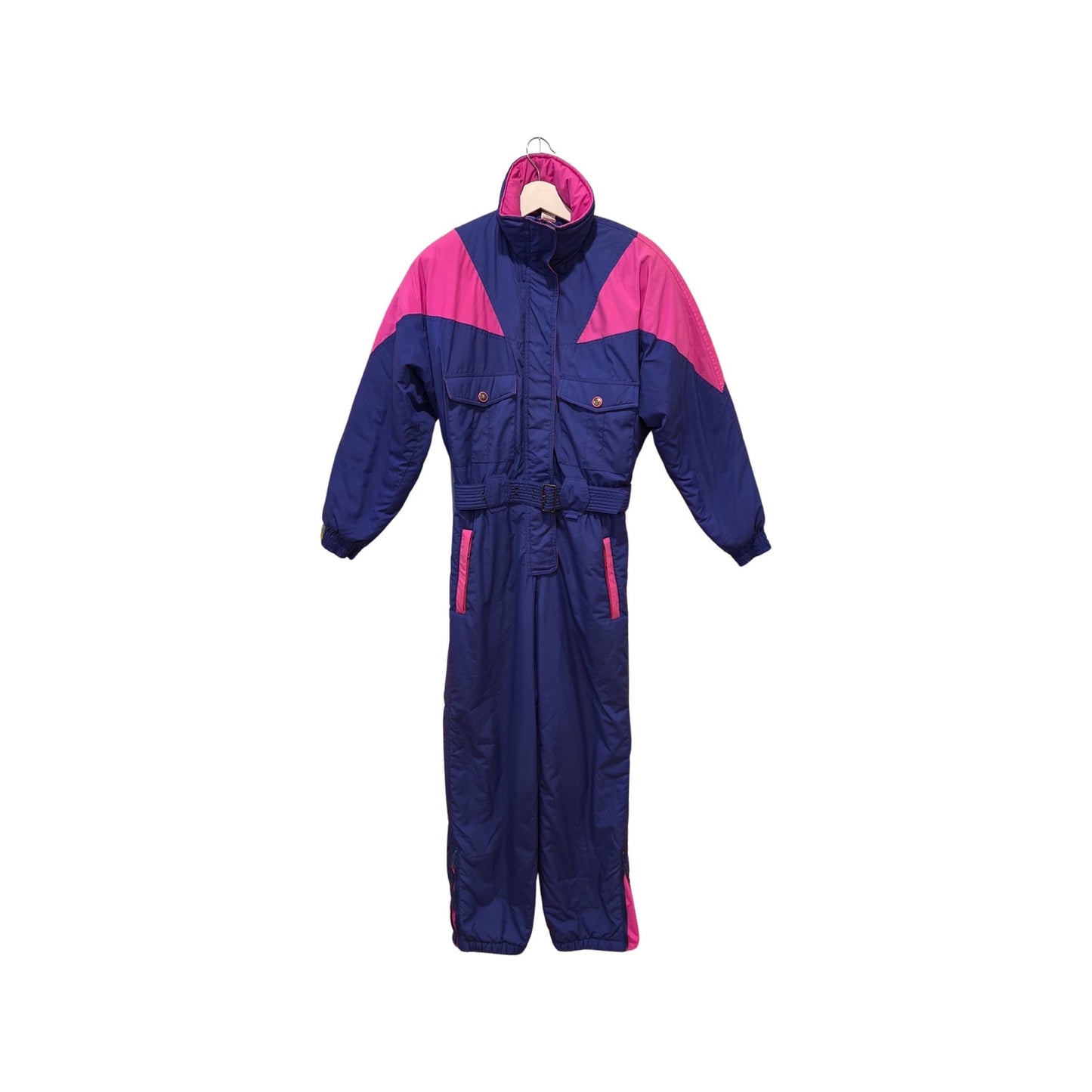 Vintage 80s One-Piece Ski Suit - Size Medium - Snowsuit - Snowboard & Winter Jacket - Purple - Pink - Alptech - Size 8 - Made in Hong Kong