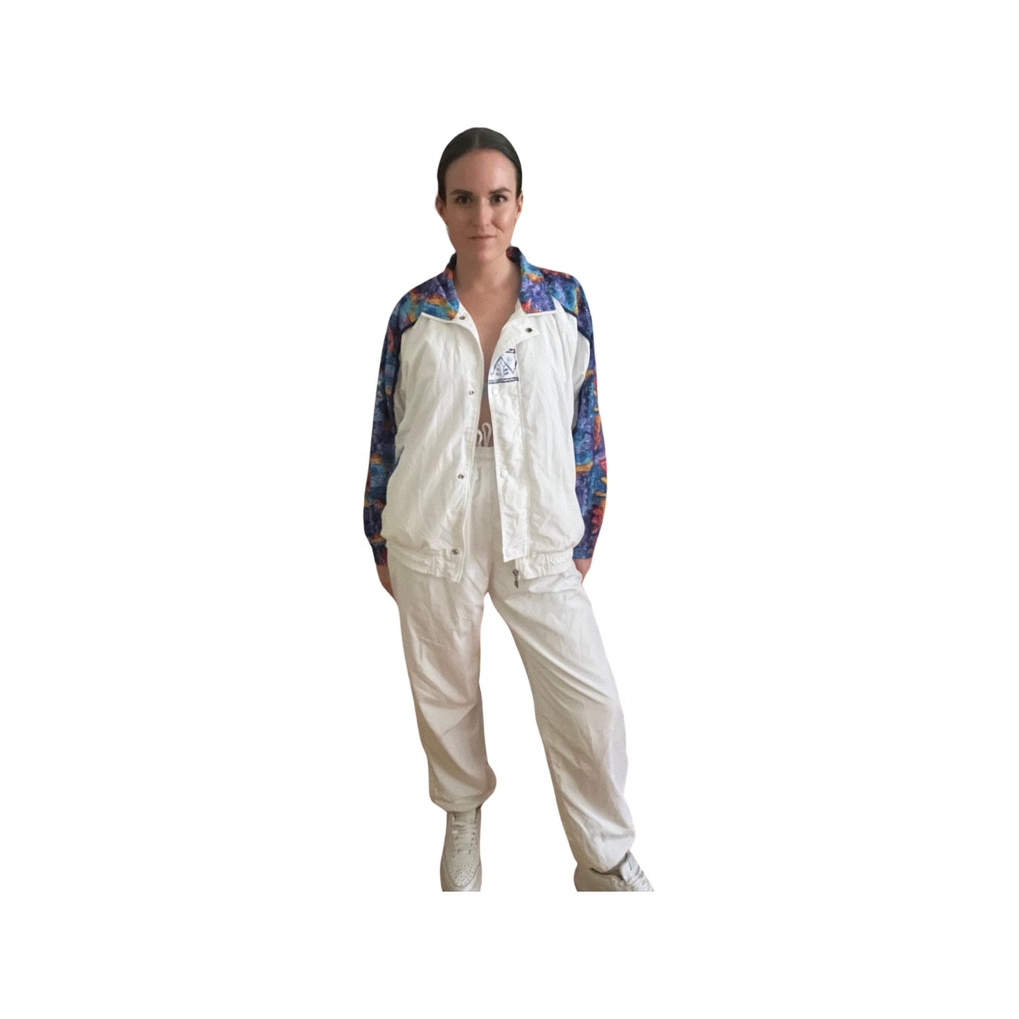 Vintage 80s Prince White Track Suit - Oversized Baggy Fit - Large - Waterproof Matching Set