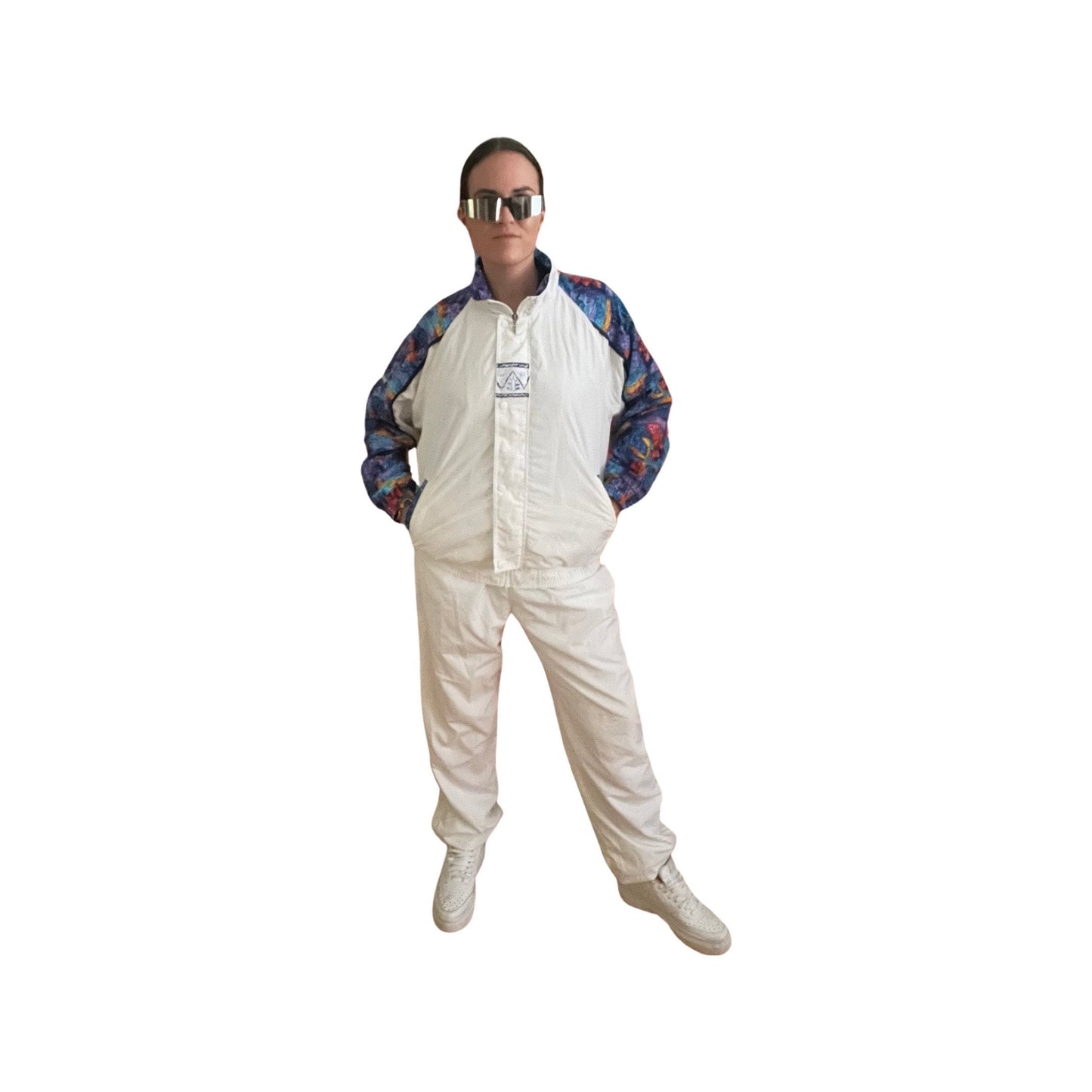 Vintage 80s Prince White Track Suit - Oversized Baggy Fit - Large - Waterproof Matching Set